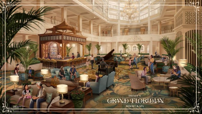 Primeira imagem da renovação do Lobby do Disney Grand Floridian