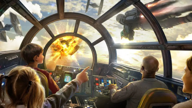 Disney revela novo pôster de Millennium Falcon: Smugglers Run e antecipa grande atualização com Mandalorian e Grogu em 2026